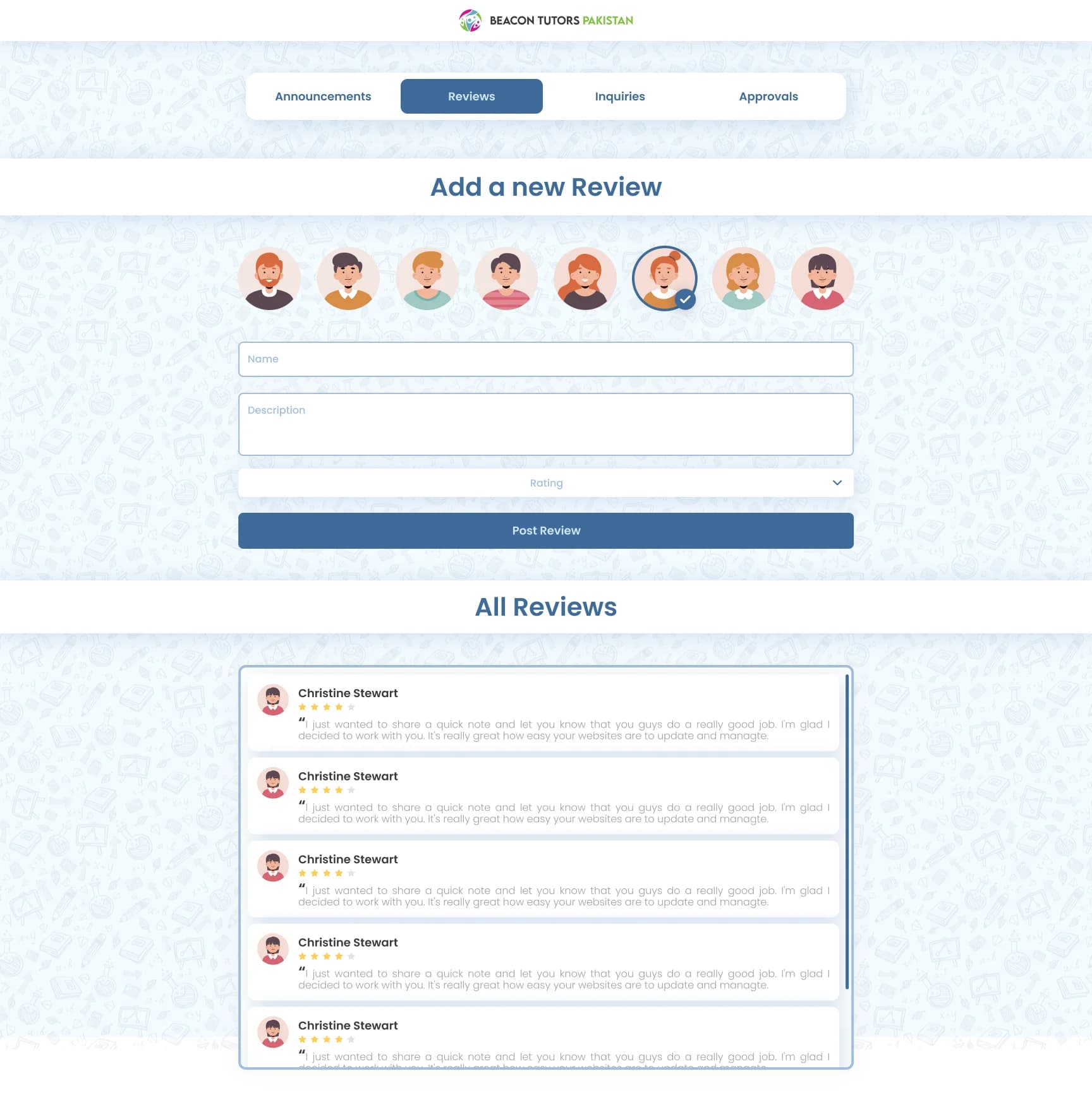 Beacon Tutors Admin Dashboard Banner