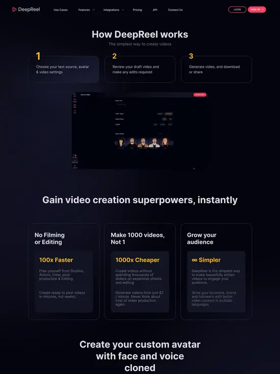 DeepReel Website screenshot 4