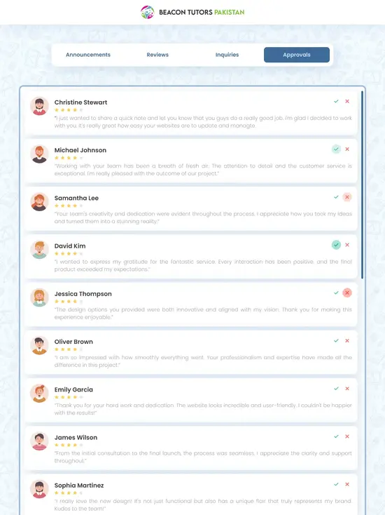 Beacon Tutors Admin Dashboard screenshot 2