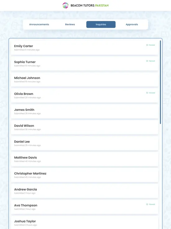 Beacon Tutors Admin Dashboard screenshot 3