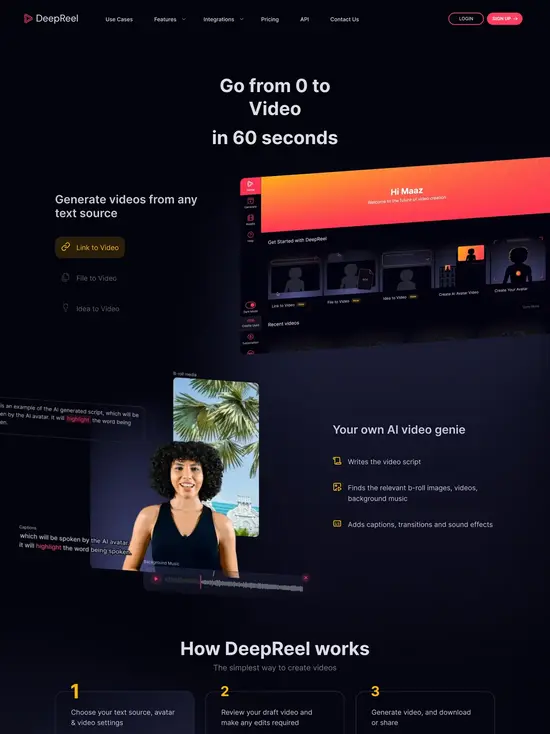 DeepReel Website screenshot 3